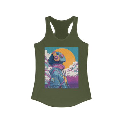 Mt.Fuji Women's Ideal Racerback Tank "FUJIYAMA Girl" | Japanese Vaporwave Streetwear