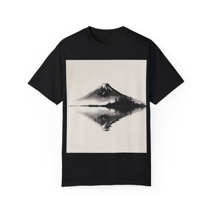 Zen Unisex Garment-Dyed T-shirt "Mt. Fuji View" | Sumi-e × Zen × Monochrome Tee