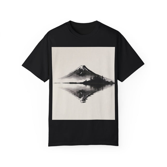 Zen Unisex Garment-Dyed T-shirt "Mt. Fuji View" | Sumi-e × Zen × Monochrome Tee