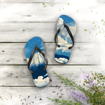 Japanese Pattern Flip Flops "Mt. Fuji in the Clouds" | Japanese-Inspired Rubber Sandals