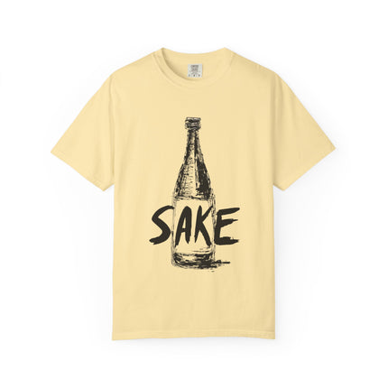 Japanese Sake Unisex Garment-Dyed T-shirt "SAKE LOVER" | Bold Hand-Drawn Bottle Graphic