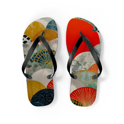 Japanese Pattern Flip Flops "Japan Hearts" | Traditional Aesthetic with Everyday Ease