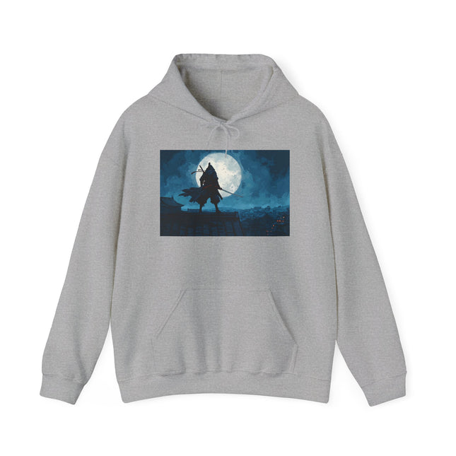 Ninja Unisex Heavy Blend™ Hooded Sweatshirt "Silent Moon Ninja" | Streetwear Hoodie with Japanese Art