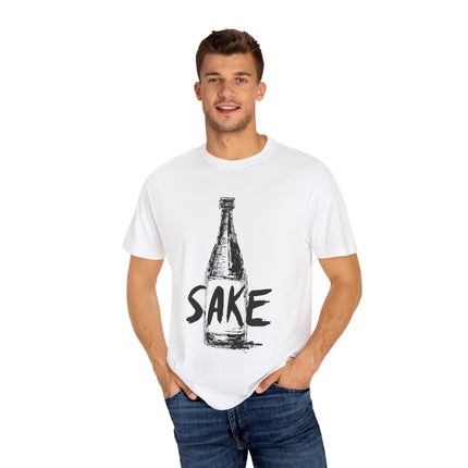 Japanese Sake Unisex Garment-Dyed T-shirt "SAKE LOVER" | Bold Hand-Drawn Bottle Graphic