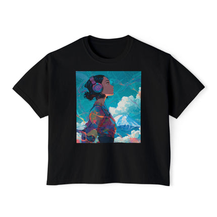 Mt.Fuji Women's Boxy Tee "Sky Listening in Vibrant Silence" | Japanese Lo-Fi Artwear