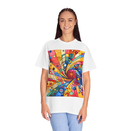 Japanese Art Unisex Garment-Dyed T-Shirt "Color Spiral" | Vibrant Japanese Abstract Art Tee