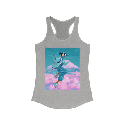 Mt.Fuji Women's Ideal Racerback Tank "Cloud Beats in Fuji Skies" | Chill Japanese Lo-fi Fashion