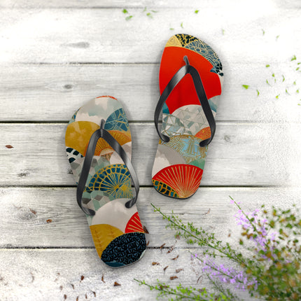 Japanese Pattern Flip Flops "Japan Hearts" | Traditional Aesthetic with Everyday Ease