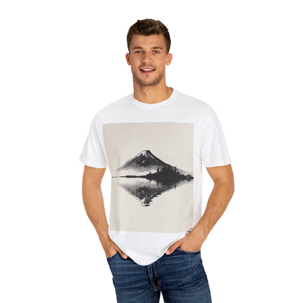 Zen Unisex Garment-Dyed T-shirt "Mt. Fuji View" | Sumi-e × Zen × Monochrome Tee