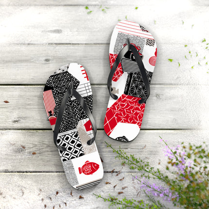 Japanese Pattern Flip Flops "Good Old Japan" | Traditional Aesthetic with Everyday Ease