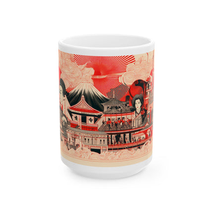 Japanese Art Ceramic Mug "Sunrise" | Unique Gift for Tea and Coffee Lovers