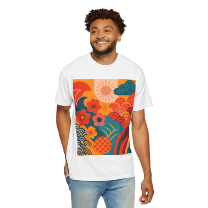 Japanese Art Unisex Garment-Dyed T-Shirt "Tokyo Brights" | Lively Japanese Abstract Art Tee