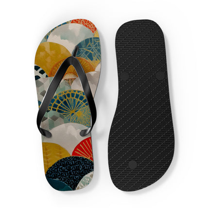 Japanese Pattern Flip Flops "Japan Hearts" | Traditional Aesthetic with Everyday Ease