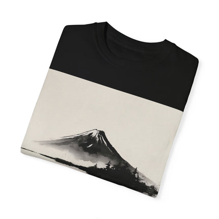 Zen Unisex Garment-Dyed T-shirt "Mt. Fuji View" | Sumi-e × Zen × Monochrome Tee