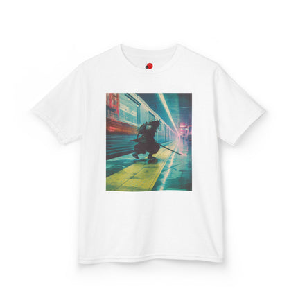 Samurai Kids Heavy Cotton™ Tee "DEN" | Neon Platform Samurai Tee for Cool Kids