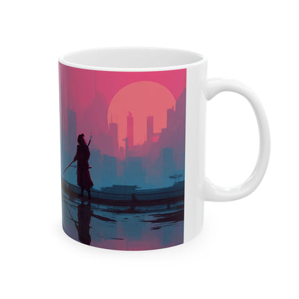 Samurai Ceramic Mug "Doubtful purple" | Unique Gift for Tea and Coffee Lovers