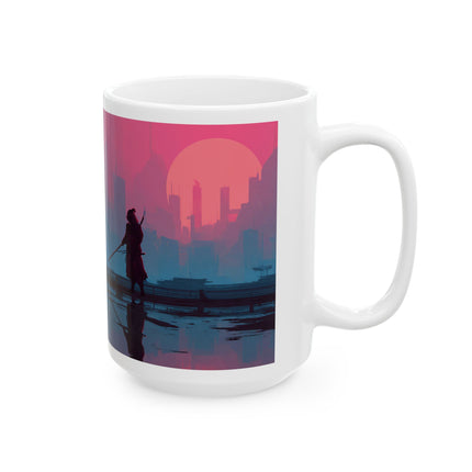Samurai Ceramic Mug "Doubtful purple" | Unique Gift for Tea and Coffee Lovers