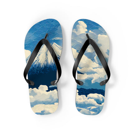 Japanese Pattern Flip Flops "Mt. Fuji in the Clouds" | Japanese-Inspired Rubber Sandals