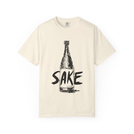 Japanese Sake Unisex Garment-Dyed T-shirt "SAKE LOVER" | Bold Hand-Drawn Bottle Graphic