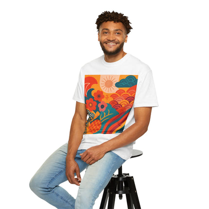 Japanese Art Unisex Garment-Dyed T-Shirt "Tokyo Brights" | Lively Japanese Abstract Art Tee