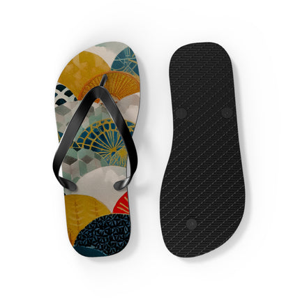 Japanese Pattern Flip Flops "Japan Hearts" | Traditional Aesthetic with Everyday Ease