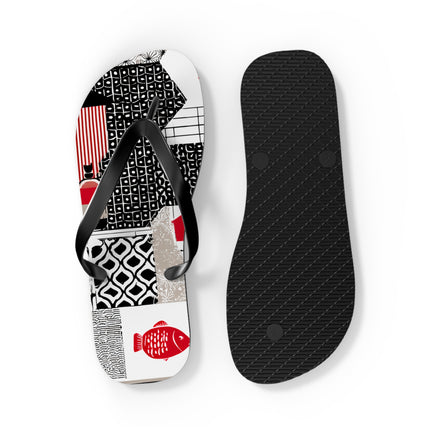 Japanese Pattern Flip Flops "Good Old Japan" | Traditional Aesthetic with Everyday Ease