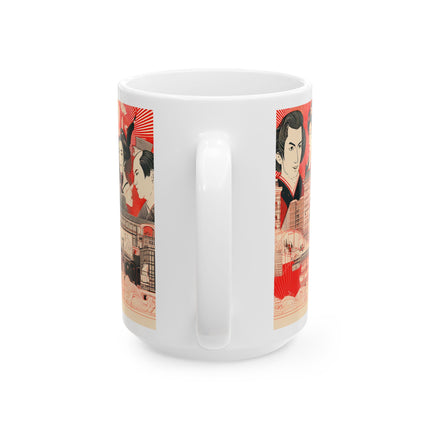 Japanese Art Ceramic Mug "Sunrise" | Unique Gift for Tea and Coffee Lovers