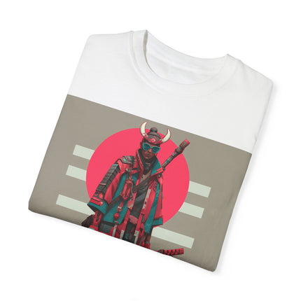 Samurai Unisex Garment-Dyed T-shirt "SAN" | Vintage Red Sun Warrior Shirt