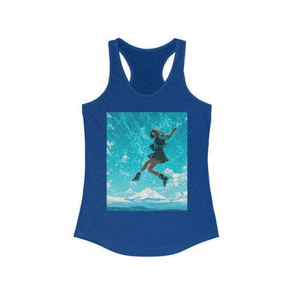 Mt.Fuji Women's Ideal Racerback Tank "Sky High Girl" | Lo-fi Anime Aesthetic