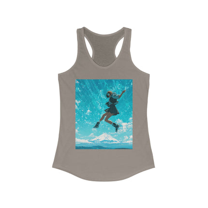 Mt.Fuji Women's Ideal Racerback Tank "Sky High Girl" | Lo-fi Anime Aesthetic