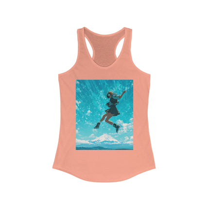 Mt.Fuji Women's Ideal Racerback Tank "Sky High Girl" | Lo-fi Anime Aesthetic