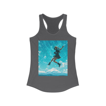 Mt.Fuji Women's Ideal Racerback Tank "Sky High Girl" | Lo-fi Anime Aesthetic