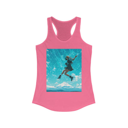 Mt.Fuji Women's Ideal Racerback Tank "Sky High Girl" | Lo-fi Anime Aesthetic