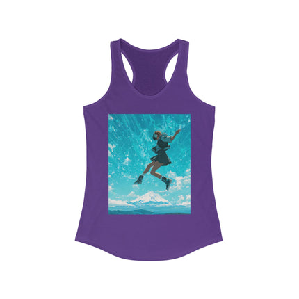 Mt.Fuji Women's Ideal Racerback Tank "Sky High Girl" | Lo-fi Anime Aesthetic