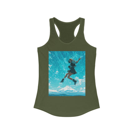 Mt.Fuji Women's Ideal Racerback Tank "Sky High Girl" | Lo-fi Anime Aesthetic