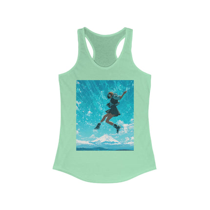 Mt.Fuji Women's Ideal Racerback Tank "Sky High Girl" | Lo-fi Anime Aesthetic