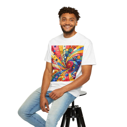 Japanese Art Unisex Garment-Dyed T-Shirt "Color Spiral" | Vibrant Japanese Abstract Art Tee