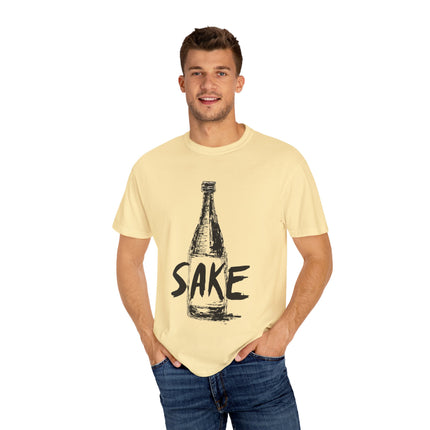 Japanese Sake Unisex Garment-Dyed T-shirt "SAKE LOVER" | Bold Hand-Drawn Bottle Graphic