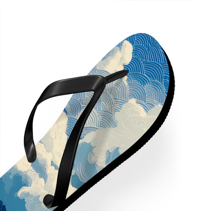 Japanese Pattern Flip Flops "Mt. Fuji in the Clouds" | Japanese-Inspired Rubber Sandals