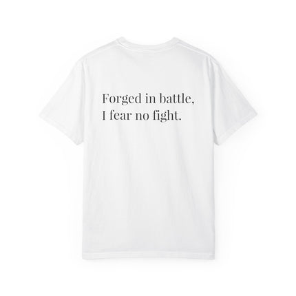 Kanji Yojijukugo Unisex Garment-Dyed T-shirt "百戦錬磨 – hyakusenrenma" | Forged by experience