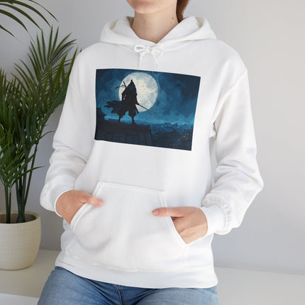 Ninja Unisex Heavy Blend™ Hooded Sweatshirt "Silent Moon Ninja" | Streetwear Hoodie with Japanese Art
