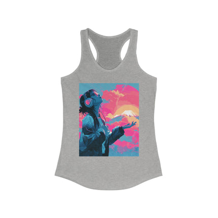 Mt.Fuji Women's Ideal Racerback Tank "Sunset Beats in Fuji Clouds" | Japanese Vaporwave Chillwear