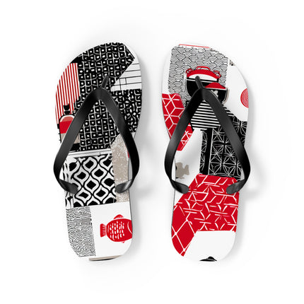 Japanese Pattern Flip Flops "Good Old Japan" | Traditional Aesthetic with Everyday Ease
