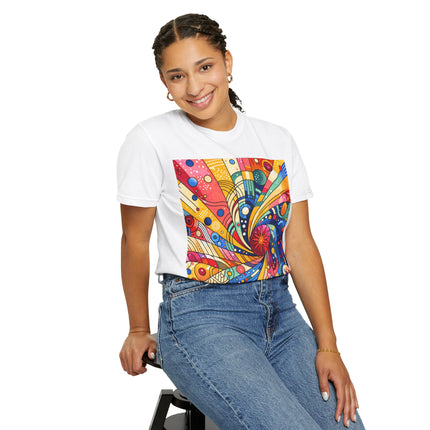 Japanese Art Unisex Garment-Dyed T-Shirt "Color Spiral" | Vibrant Japanese Abstract Art Tee