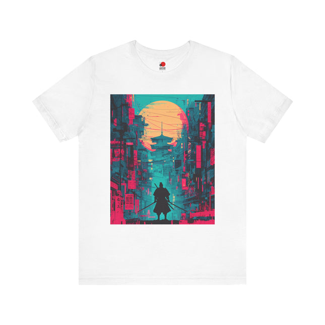 Samurai Unisex Short Sleeve Tee | Neon Twilight Graphic