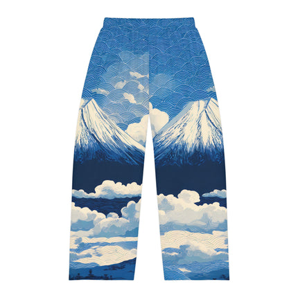 Men's Pajama Pants "Mt. Fuji in the Clouds" | Japanese Wave Pattern Lounge Pants