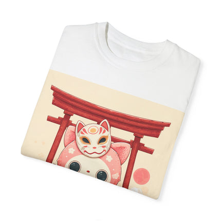 Yokai Pop Japan-Inspired Unisex Garment-Dyed T-Shirt "Nyakomaru" | Cute Cat Specter Tee