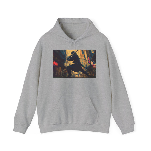 Ninja Unisex Heavy Blend™ Hoodie "Urban Blade" | Cyberpunk Ninja Hoodie with Japanese Urban Vibes