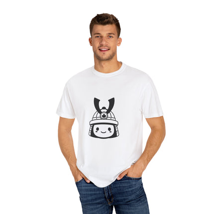 Samurai Unisex Garment-Dyed T-shirt "KOBU" | Cute & Minimal Japanese Warrior Face Tee