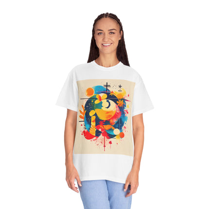 Japanese Art Unisex Garment-Dyed T-Shirt "Secret Garden Harmony" | Tranquil Japanese Abstract Art Tee